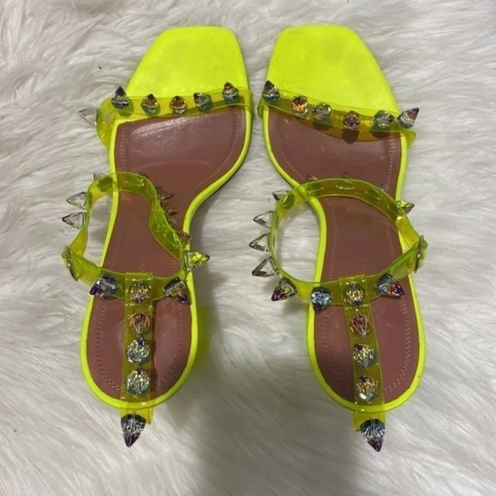 Amina Muaddi‎ Julia Neon Crystal-Spike Clear sandal size 38.5 EU